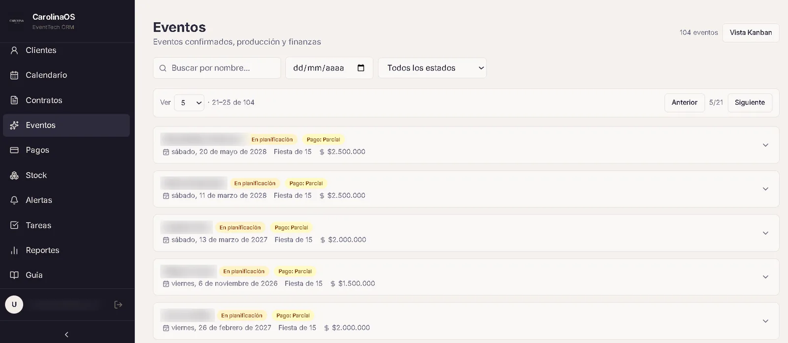 CarolinaOS - CRM et ERP pour l'événementiel