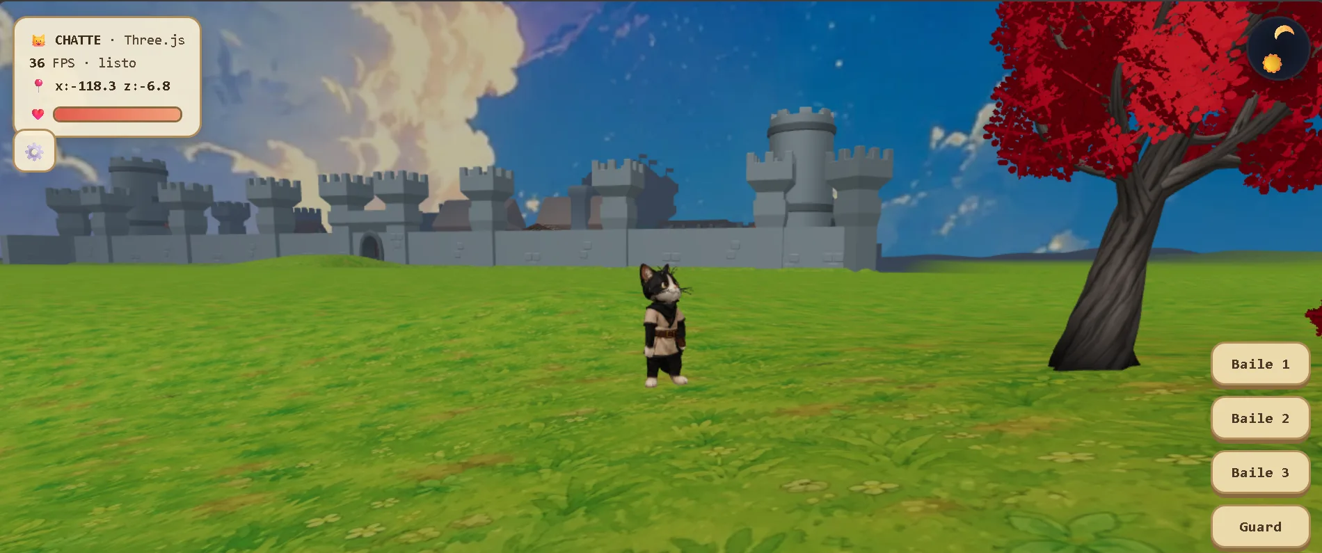 CHATTE: mundo 3D con castillo, hecho con Three.js