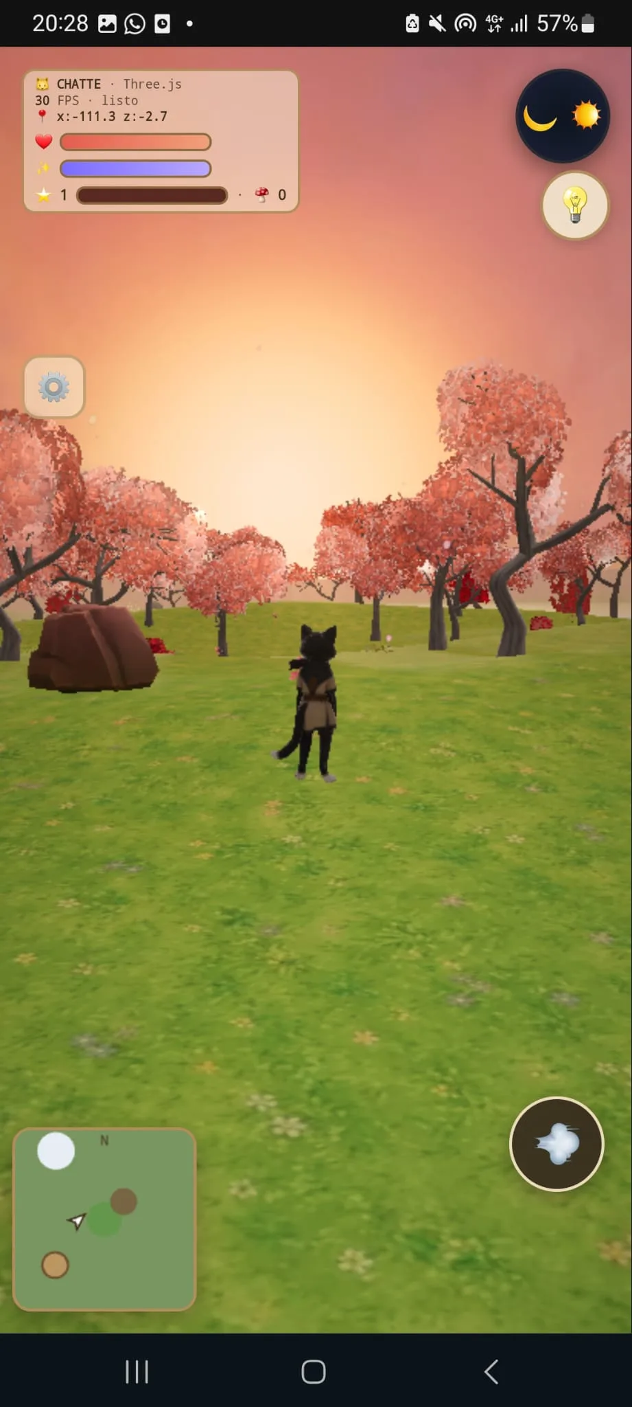El gato con una flor, al atardecer