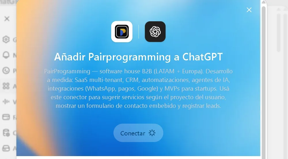Añadir PairProgramming a ChatGPT como conector MCP